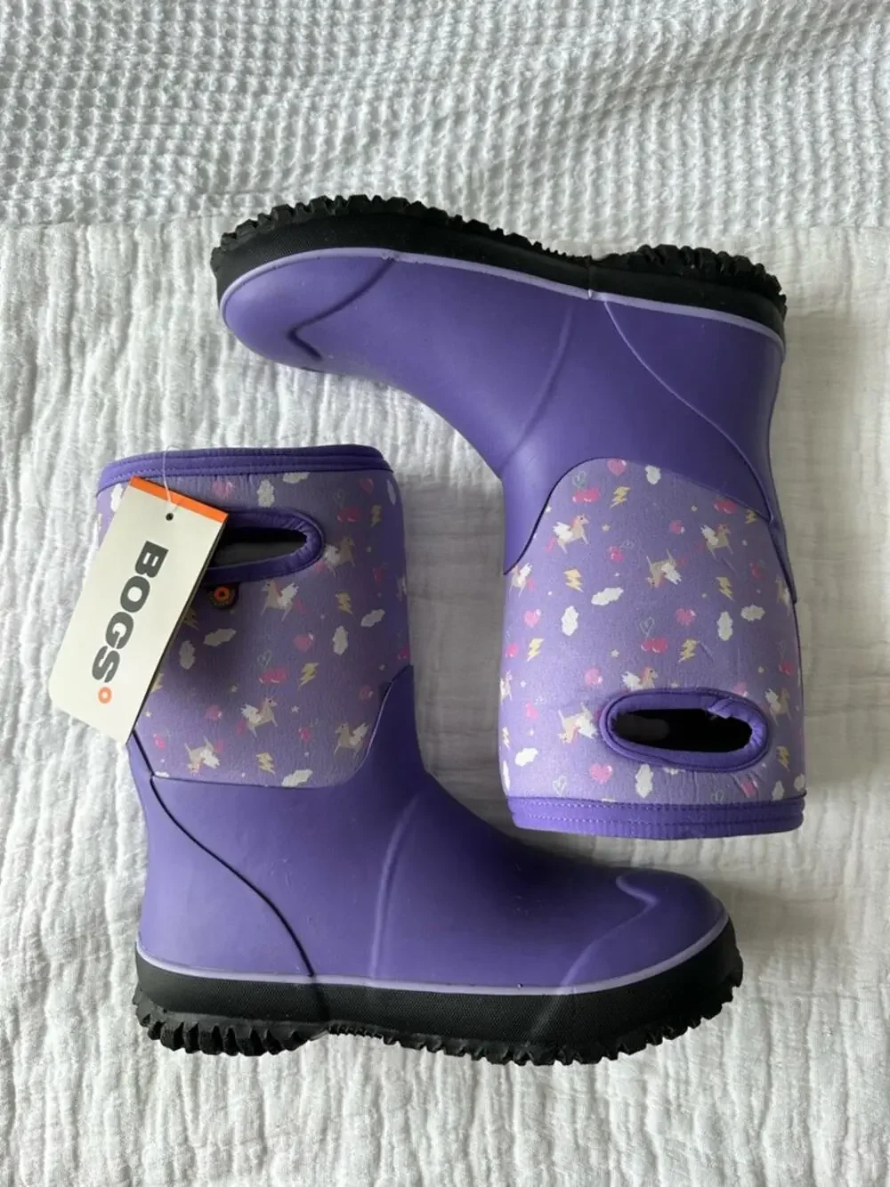 NEW BOGS Grasp Pegasus Youth Kids Size 6 Waterproof Rain Boot Purple Unicorn